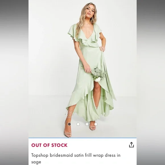 Topshop | Dresses | Topshop Bridesmaid Satin Frill Wrap Dress In Sage Nwt |  Poshmark
